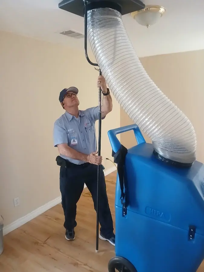 Mini Split Installation technician using HEPA equipment in South Pasadena